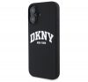 DKNY Silicone White Printed Logo iPhone 16  MagSafe hátlap tok, fekete DKHMP16SSNYACH