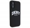 DKNY Silicone White Printed Logo iPhone 16  MagSafe hátlap tok, fekete DKHMP16SSNYACH