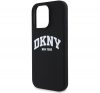 DKNY Silicone White Printed Logo iPhone 16 Pro Max MagSafe hátlap tok, fekete DKHMP16XSNYACH