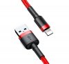 Baseus Cafule 2.4A Lightning - USB-kábel, 1m, piros