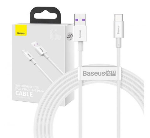 Baseus Superior USB-USB-C kábel, 66W, 2 m, fehér