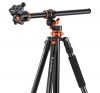 K&F Concept T254A7+BH-28L fényképező állvány, tripod gömbfejjel 230cm, fekete-narancs