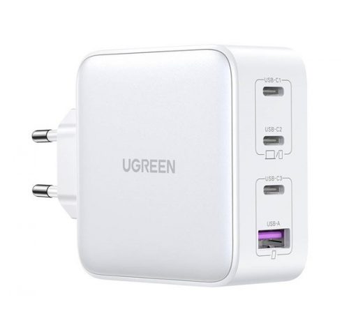 Ugreen Nexode 15337 3xUSB-C-USB-A 3.0 hálózati töltő, PD3.0, QC4.0, GaN, 100W, fehér