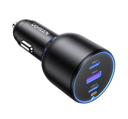 Ugreen CD293 2XUSB-C PD+ USB-A autós töltő, 130W, fekete