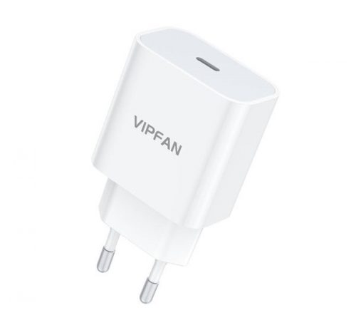 Vipfan E04 USB-C hálózati töltő adapter, 20W, QC 3.0, fehér