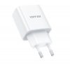 Vipfan E04  USB-C hálózati töltő adapter, QC 3.0 + Lightning kábel, 20W, fehér