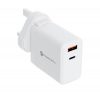 Forcell F-Energy TFK-TC-45WPDAC 3in1 USB-C + USB-A töltő adapter, PD, QC4.0, 3A, 45W, fehér  (EU / UK / US)