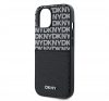 DKNY PU Leather Repeat Pattern iPhone 15 tok kártyatartóval, fekete