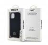 DKNY PU Leather Stack Logo iPhone 15 MagSafe tok, fekete