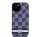 DKNY PU Leather Checkered Pattern and Stripe iPhone 15 tok, kék