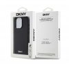 DKNY PU Leather Silver Metal Logo iPhone 15 Pro Max MagSafe tok, fekete