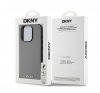 DKNY PU Leather Silver Metal Logo iPhone 14 Pro MagSafe tok, szürke