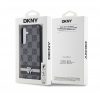 DKNY PU Leather Checkered Pattern and Stripe Samsung Galaxy S24 tok, fekete