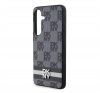 DKNY PU Leather Checkered Pattern and Stripe Samsung Galaxy S24+ tok, fekete