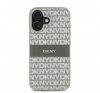 DKNY PU Leather Repeat Pattern Tonal Stripe iPhone 16 tok, bézs