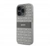 DKNY PU Leather Repeat Pattern Tonal Stripe iPhone 16 Pro tok, bézs