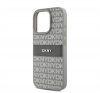 DKNY PU Leather Repeat Pattern Tonal Stripe iPhone 16 Pro tok, bézs