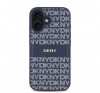 DKNY PU Leather Repeat Pattern Tonal Stripe iPhone 16 tok, kék