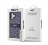 DKNY PU Leather Repeat Pattern Tonal Stripe iPhone 16 tok, kék