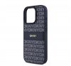 DKNY PU Leather Repeat Pattern Tonal Stripe iPhone 16 Pro tok, kék