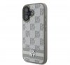 DKNY PU Leather Checkered Pattern and Stripe iPhone 16 tok, bézs