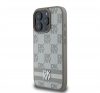 DKNY PU Leather Checkered Pattern and Stripe iPhone 16 Pro tok, bézs