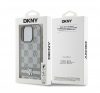 DKNY PU Leather Checkered Pattern and Stripe iPhone 16 Pro tok, bézs