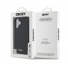 DKNY PU Leather Silver Metal Logo iPhone 16 MagSafe tok, fekete