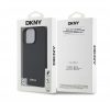 DKNY PU Leather Silver Metal Logo iPhone 16 Pro MagSafe tok, fekete