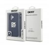 DKNY PU Leather Stack Logo iPhone 16 tok csuklópánttal, fekete