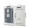 DKNY PU Leather Stack Logo iPhone 16 Pro tok csuklópánttal, fekete