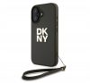 DKNY PU Leather Stack Logo iPhone 16 tok csuklópánttal, zöld