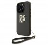 DKNY PU Leather Stack Logo iPhone 16 Pro tok csuklópánttal, zöld