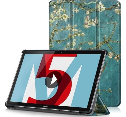 Lenovo Tab M10 (10.1) TB-X605F, mappa tok, virág minta, Trifold, zöld/színes