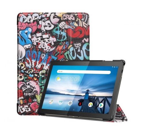 Lenovo Tab M10 (10.1) TB-X605F, mappa tok, graffiti minta, Trifold, színes