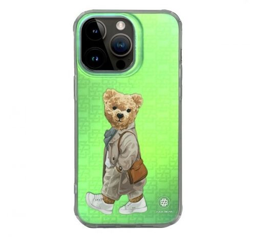 Zuck Bear French Riviera iPhone 15 Pro hátlap tok, kabát, neonzöld