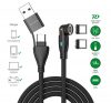 4smarts GravityCord USB-C-USB-A 540 fokos mágneses adatkábel, 100W, 1,8m, fekete