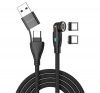 4smarts GravityCord USB-C-USB-A 540 fokos mágneses adatkábel, 100W, 1,8m, fekete