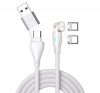 4smarts GravityCord USB-C-USB-A 540 fokos mágneses adatkábel, 100W, 1,8m, fehér