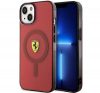 Ferrari Translucent iPhone 14 / 15 / 13 MagSafe kompatibilis kemény hátlap tok, piros FEHMP14SURKR