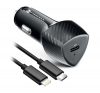 FORCELL F-ENERGY CC50-1C USB-C autós töltő + USB-C-Lightning adatkábel, PD, 3A, 20W, carbon fekete