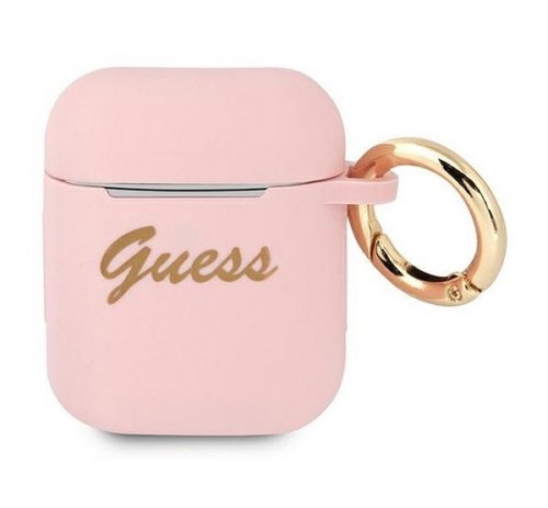 Guess Silicone Vintage Script Apple AirPods 1/2 tok, rózsaszín