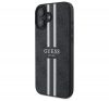 Guess 4G Printed Stripes iPhone 16 MagSafe hátlap tok, fekete GUHMP16SP4RPSK