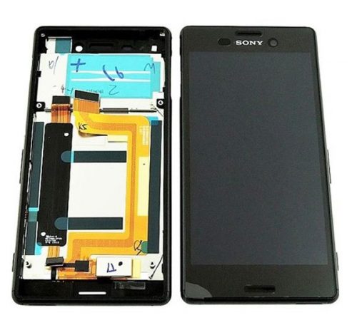 Sony Xperia M4 Aqua kompatibilis LCD modul kerettel, OEM jellegű, fekete, Grade S+