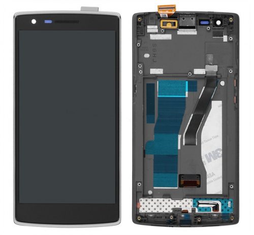 OnePlus One kompatibilis LCD modul kerettel, OEM jellegű, fekete, Grade S+