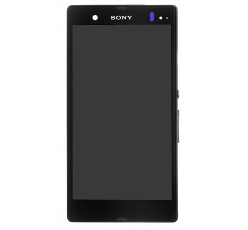 Sony Xperia Z kompatibilis LCD modul kerettel, OEM jellegű, fekete, Grade S+