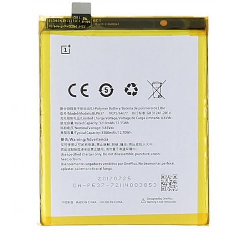 Oneplus BLP637 (Oneplus 5, 5T) kompatibilis akkumulátor 3300mAh, OEM jellegű