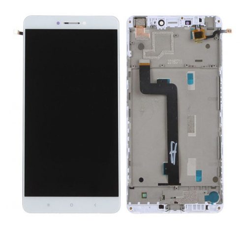 Xiaomi Mi Max kompatibilis LCD modul kerettel, OEM jellegű, fehér, Grade S+