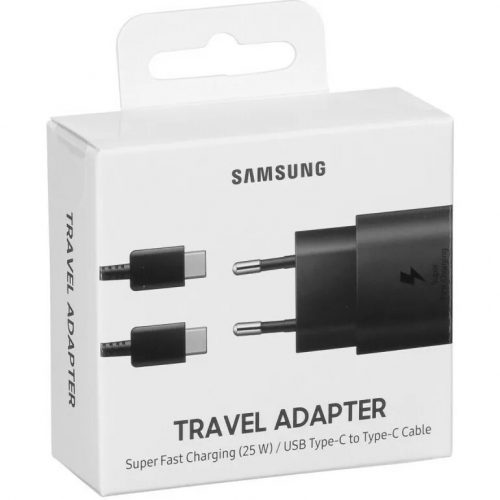 Samsung EP-TA800XB Type-C hálózati gyorstöltő Type-C kábellel, 25W, fekete (Retail-pack, dobozos)