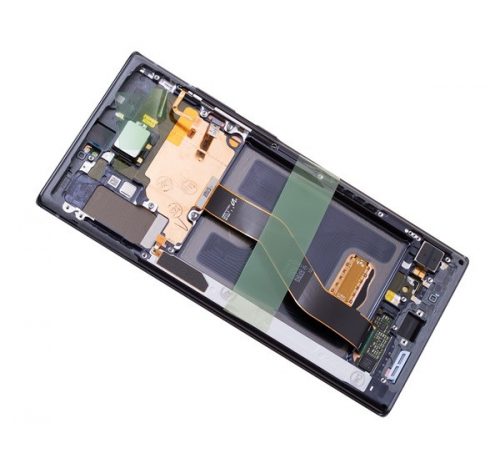 Samsung N975 Galaxy Note 10+ kompatibilis LCD modul kerettel, OEM jellegű, Aura Black